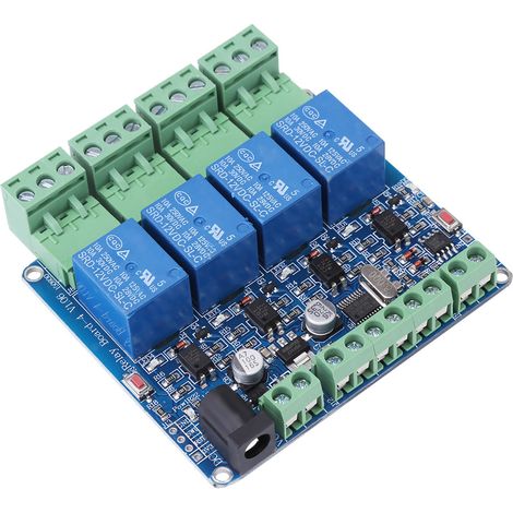 Module relais 4 canaux (1 pièce) avec microcontrôleur STM8S103F3 et communication RS485 (1/5)