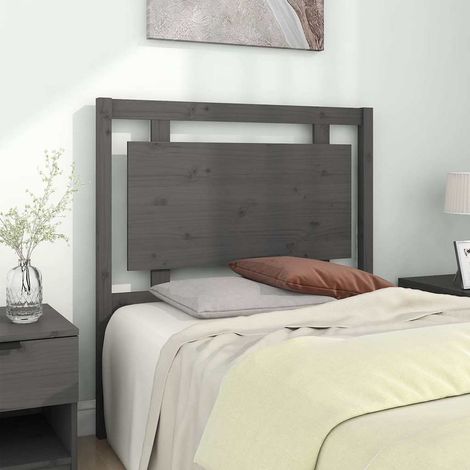 vidaXL Cabecero de cama madera maciza de pino gris 95,5x4x100 cm (1/5)