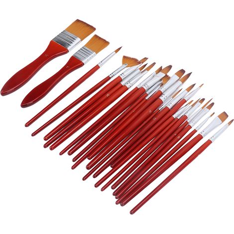 24 pinceaux en nylon pour aquarelle, ensemble de peinture à la gouache, pinceaux pour peinture acrylique et à l'huile, pinceaux pour contours, pinceaux en forme d'éventail (1/5)
