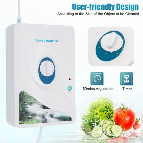 Purificateur d'air portable 600 g/h Laveur d'ozone 220 V 8 W Convient au nettoyage des fruits et légumes Purifie l'eau du robinet (1/5)