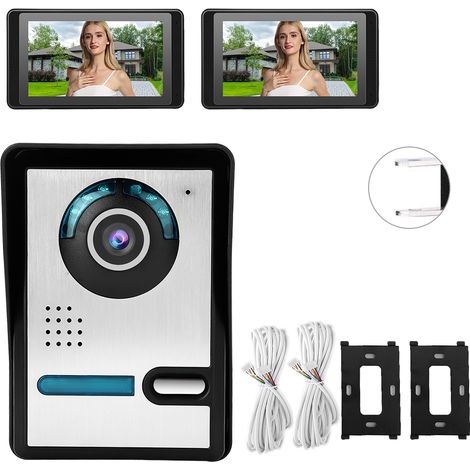 Kit sonnette vidéo 7 pouces HD écran interphone entrée maison portail système 620FA12 (prise US) (1/5)