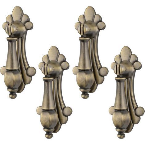 set of four single-hole carved pendant handles, made of vintage-style bronze-zinc alloy. (1/4)