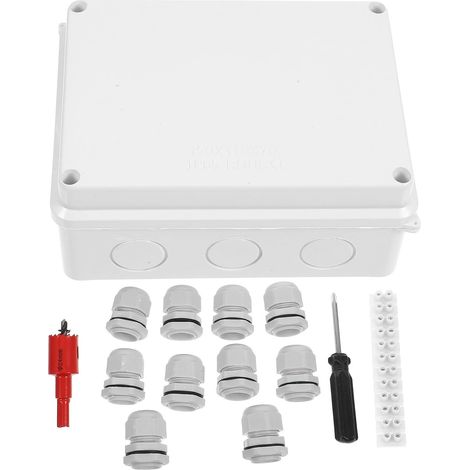 Waterproof White ABS Outdoor Electrical Junction Box with Drill and Screwdriver - Multifunctional Design for Indoor and Outdoor Use (1/5)