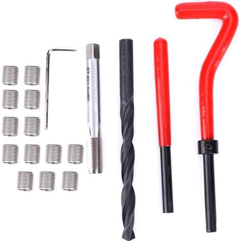 M8x1 Thread Repair Kit, 20 Pieces, Stainless Steel Wire Screw Sleeve for Restoring Female Threads on Aluminum Alloy and Machinery, Rethreading Tool (1/5)