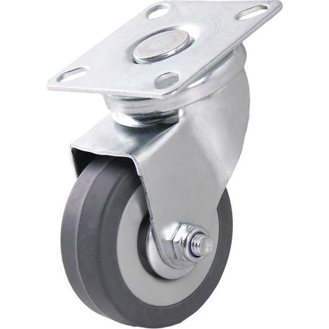 Pack 4 Ruedas de Goma Gris con Placa Ø50x18mm (1/4)