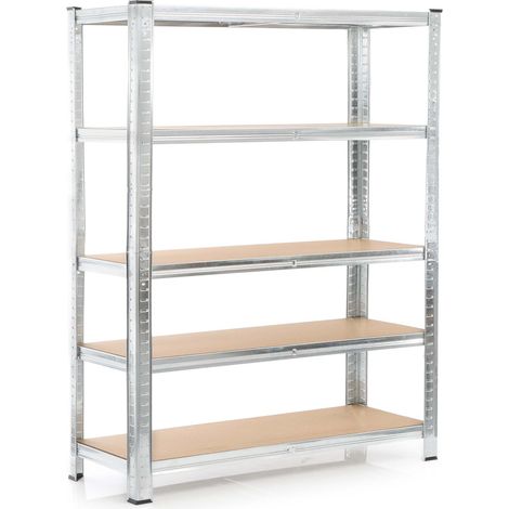 Wiltec Scaffale per carichi pesanti 120x40x180cm, carico totale 875kg, scaffalatura senza bulloni in acciaio zincato, con 5 ripiani, per officina (1/5)