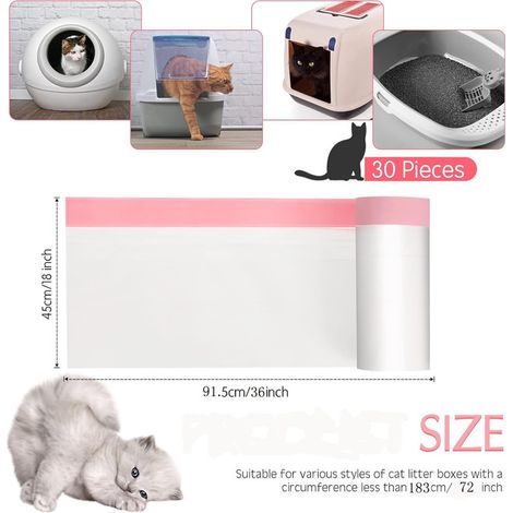 Sac à litière pour chat avec cordon de serrage grand format tapis litière jetable pour bac à litière fermé et ouvert et gant de brossage pour poils d'animaux