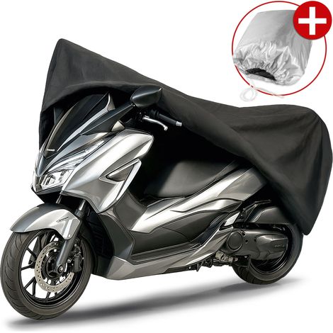 Premium Motorrad Abdeckplane XL, Motorrad Abdeckplane aus robustem PVC, Motorrad-Garage wasserdicht - 255x110x135 cm schwarz (1/5)