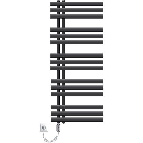 ECD Germany Iron EM Design Badheizkörper Elektrisch mit Heizstab 1200 W - 500 x 1200 mm - Anthrazit - Designheizkörper Paneelheizkörper Heizkörper Handtuchwärmer Handtuchtrockner