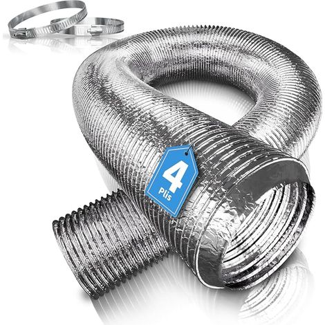 Hon&Guan 150mm Tuyau de Ventilation Flexible Alu, Conduit d'air 4 Couches Résistant à la Chaleur avec Colliers de Serrage pour Climatiseur Mobile, Sèche-linge, Hotte Aspirante, HVAC 150mm x 3m (1/5)
