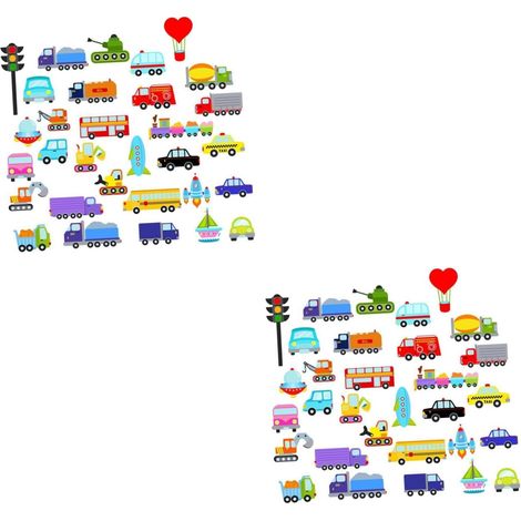 2 Ensembles Autocollants Muraux Auto Adhésifs de Décalcomanie Cartoon Avion et Voiture pour Décoration de Chambre Fête Anniversaire et Plus (1/5)