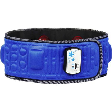 Ceinture De Massage Vibrante Électrique - 8 Modes De Vibration - Chauffante - Pour Taille Abdomen Dos Épaules Jambes - 130 X 13 Cm - 12 W - Bleu (1/5)