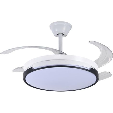 Ventilateur de plafond avec lumière et 4 pales rétractables en blanc Cible 53 x 106 x 106 cm (1/5)