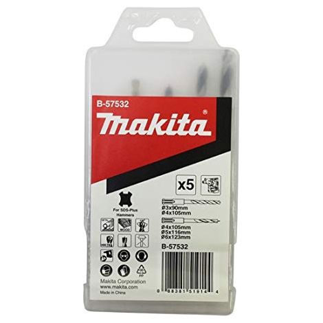 MAKITA B-57532 JUEGO DE BROCAS SDS-PLUS PARA MADERA Y METAL