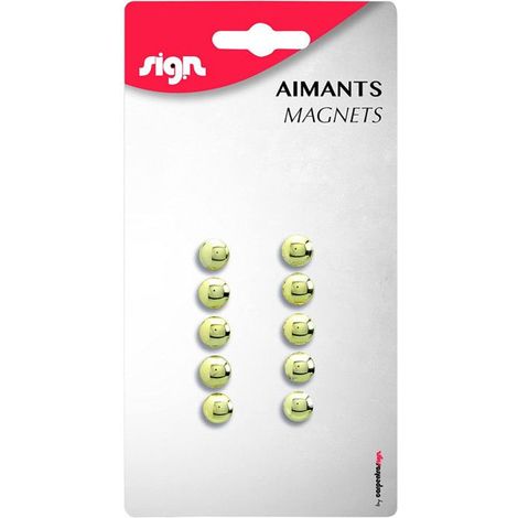 Aimants ronds - SIGN - Ø 9 mm - Métallisé doré - Force : 3 feuilles - Mixte (1/4)