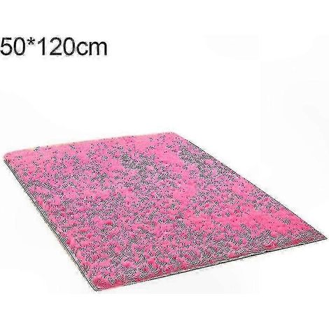 Tapis moelleux antidérapant pour salon, tapis de sol doux et confortable, sous-tapis rembourré, rouge rose, 50 x 80 cm (1/5)