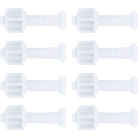 Confezione da 8 bulloni per cerniera del sedile del WC, in plastica bianca, per cerniere del sedile del WC con montaggio superiore, 2,3 pollici