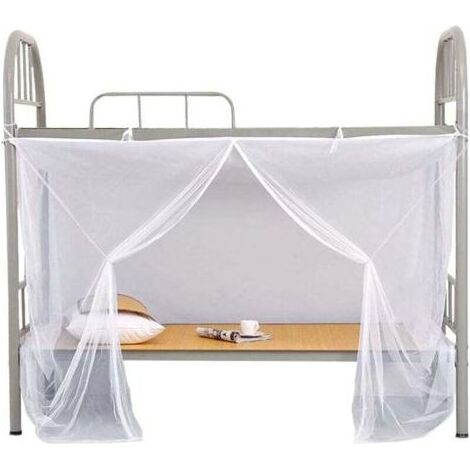 Moustiquaire Lit superposé blanc pour dortoir d'étudiants à trous fins de 1,5 x 2 m (1/4)