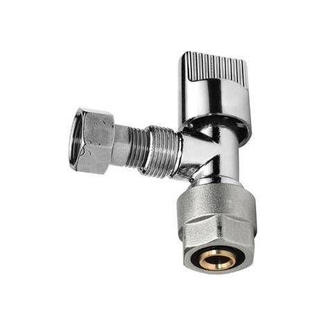 Coude robinet pour réservoir WC Fluxo Ø 16 mm - 3/8 (12/17) chromé - NICOLL (1/2)