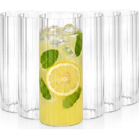 Set of 6 borosilicate glasses 460ml ribbed design 235492872 (1/5)
