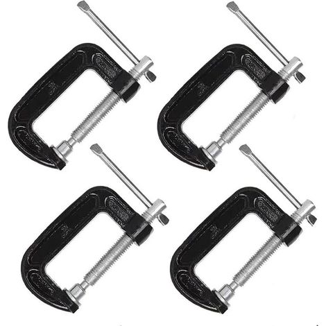 Lot 4 Serre-joints en C 5,1 cm – Acier Robuste – pour Bois, Soudage, Construction (1/5)