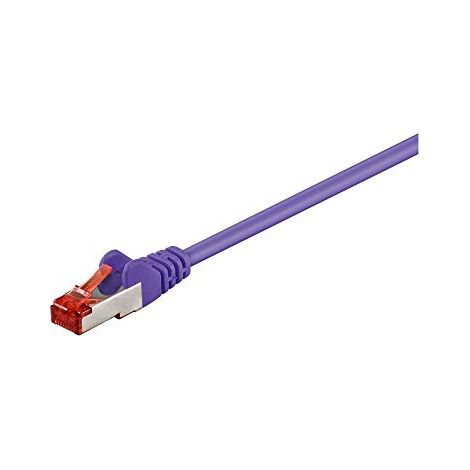 CAT 6 cavo patch, S/FTP (PiMF), viola, 1 m, conduttore di rame (CU), guaina del cavo senza alogeni (LSZH). Lunghezza del Cavo 1 m (1/2)