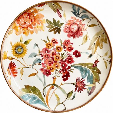 Assiette en céramique de 20 cm (8 pouces) à décor sous glaçure « Jardin d'automne » (1/5)