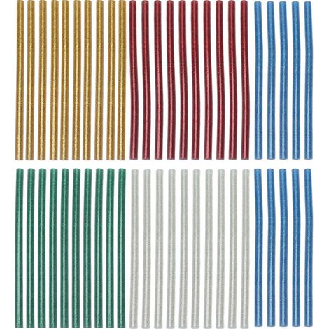 50 bâtons de colle thermofusible en couleur, application facile et adhérence rapide, transparents, 7 x 140 mm (1/5)