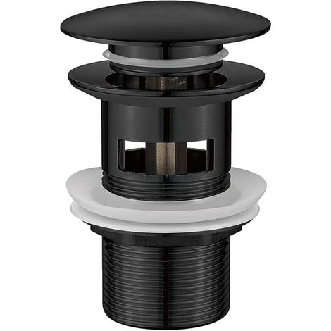 M20502B Badezimmer-Abflussbombe, Waschbeckenstöpsel mit Überlauf, Pop-Up, Schwarz, M (1/4)