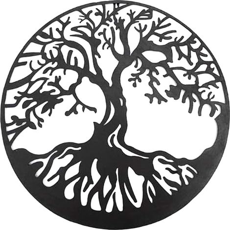 45 cm Art mural métal fleurs arbre noir, décoration murale pour jardin maison (1/5)