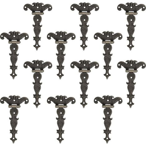 12 Pièces Charnière Rétro, Charnières Décoratives en Bronze Rétro Avec Vis de Montage, Convient à la Réparation de Décoration de Boîte à Outils de Meuble d'Armoire (1/4)