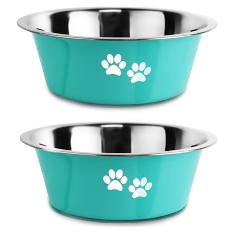 Hundenapf aus Edelstahl mit rutschfestem Gummiboden und auslaufsicherem Design – isolierter Metallnapf, geeignet für große, mittlere und kleine Hunde – Cyan (1/5)
