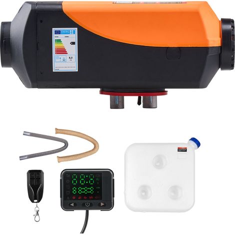 Chauffage diesel 12-24V 5-8KW avec réservoir 10L, télécommande, écran couleur, silencieux, annonce vocale – idéal camping-car, camion, bateau, remorque. (1/5)