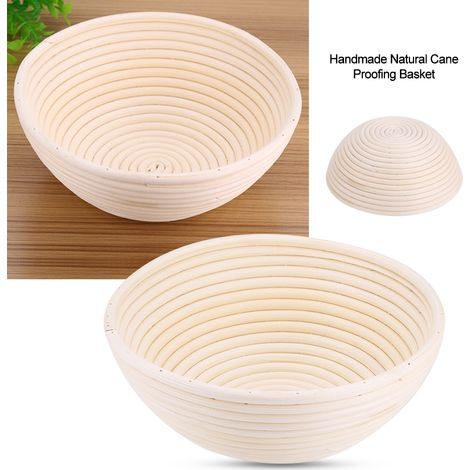Natürlicher, ungebleichter Rattan-Gärkorb, handwerkliches Backset, Brotkorb zum Teigaufgehen, handgefertigt. (1/5)