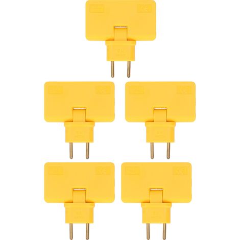 Packung mit 5 kabellosen 180°-Eurosteckeradaptern (1 bis 3 Eurostecker, 110-250 V, gelb) (1/5)