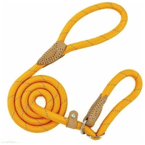 Correa de adiestramiento tipo lazo para perros, reflectante, para perros pequeños, medianos, grandes y muy pesados - 1,0 cm de diámetro x 150 cm de largo (naranja) (1/5)