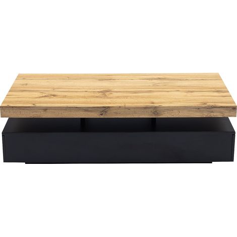 Tavolino 2 cassetti in MDF Nero e Naturale chiaro - FELIX (1/4)