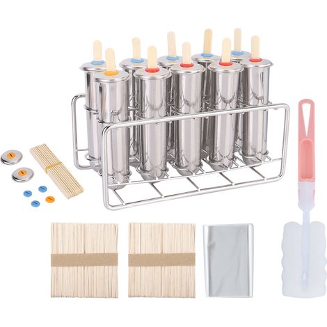 Lot de moules à glace en acier inoxydable 304 pour crème glacée, sorbet et popsicles, réutilisables, usage domestique (1/5)
