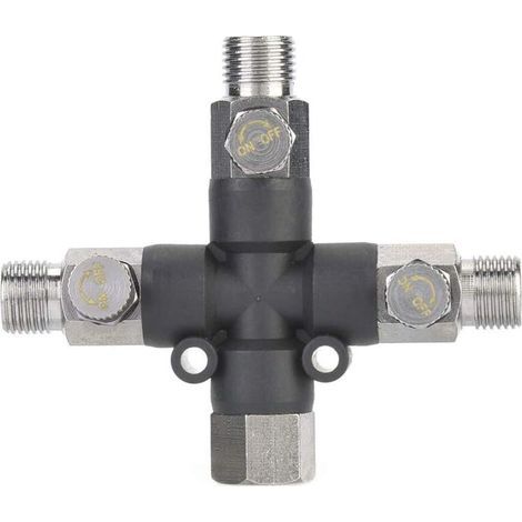 accessoires de montage de pistolet de pulvérisation à trois voies en métal 1/8 pouces pour adaptateur de compresseur d'airConnecteur d'aérographe réglable Other Art Supplies (1/5)