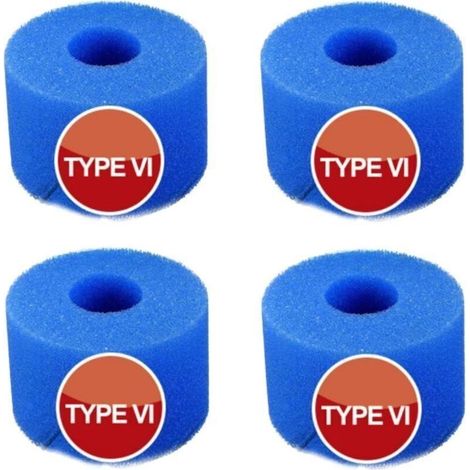Ulisem Lot de 4 éponges filtrantes pour filtre de piscine pour Intex type VI - Réutilisables - Éponge très élastique - Pour nettoyage de piscine (1/4)