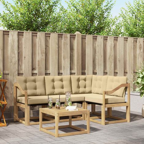 vidaXL Outdoor-Sofagarnitur mit Kissen 5 pcs Weiß und Beige (1/5)