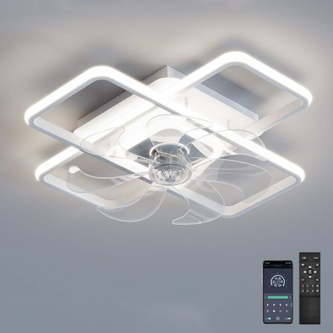 Ventilateurs de plafond avec lumières, ventilateur de lustre LED à intensité variable avec télécommande et application, 6 vitesses de vent, 50 cm (1/5)