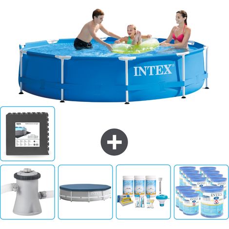 Piscine à cadre rond Intex - 305 x 76 cm - Bleue - Comprend des Accessoires CB17 (1/5)