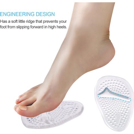 2 paires de coussinets antidérapants en gel pour l'avant-pied, semelles intérieures femme, rehausseurs confort (1/5)
