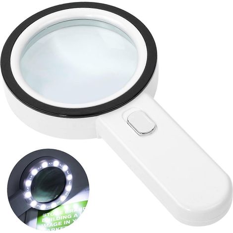 Loupe de lecture éclairée, grossissement 30x avec 12 LED, loupe de poche, loupe lumineuse pour la lecture, les bijoux et les personnes âgées (1/5)