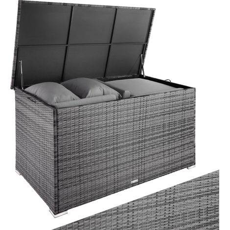 Coffre de jardin en aluminium et résine tressée gris (1/4)
