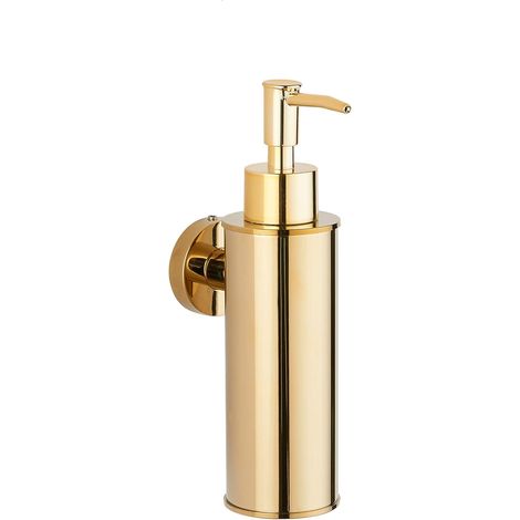 Wandseifenspender aus goldfarbenem Edelstahl 304, Wandseifenspender mit Druckknopf für Duschgel und Handdesinfektionsmittel für Hotels
