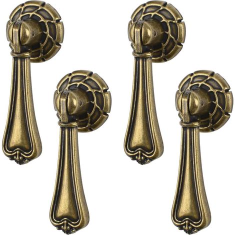 Set aus 4 antiken, bronzefarbenen Hängegriffen aus Zinklegierung für Schränke