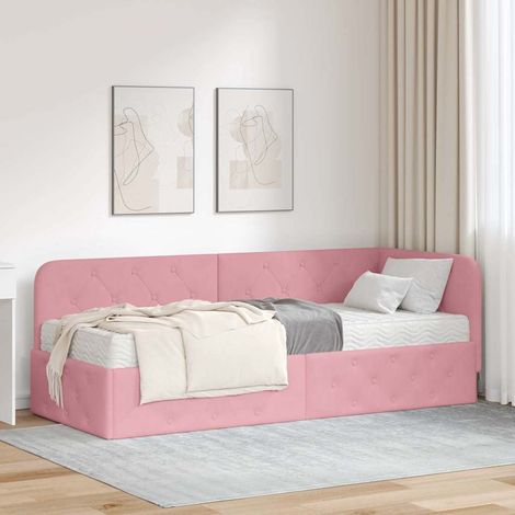 Cadre de lit d'angle Rose 80 x 200 cm Velours vidaXL (1/5)