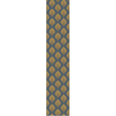 Papier Peint Intissé Pré-encollé Rouleau Wallpaper Bleu Gris Feuilles Chic Adhésif Décorative - 1 Rouleau de H300 x L60 cm (1/4)